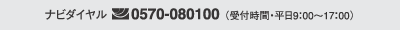 ナビダイヤル 0570-080100 （受付時間・平日9:00〜17:00）